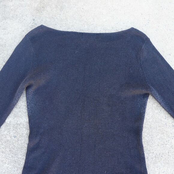 Vintage Cache Black Sequin Flower Sweater Women’s Large Ramie Cotton 90s Y2K - Picture 8 of 10